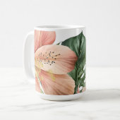Mug Fleurs de jungle à l'aquarelle éclaboussure pêche (Devant gauche)