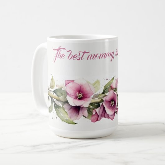 Mug Fleurs de la Fête des Mères Aquarelle Mallow (Devant gauche)