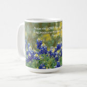Mug Fleurs de la foi Psaume 135:3 Coupe Bluebonnet (Devant gauche)