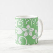 Mug Fleurs de la Plumeria tropicale Vert N Blanc (Devant droit)