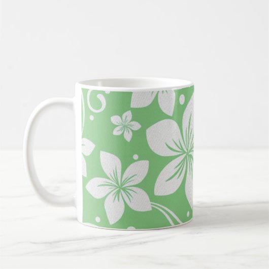 Mug Fleurs de la Plumeria tropicale Vert N Blanc (Gauche)