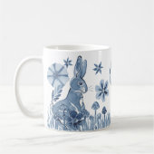 Mug Fleurs de lapin bleu et blanc Monogramme Lapin de  (Gauche)