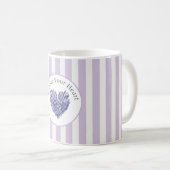 Mug Fleurs de Lavande Cœur Rayures (Devant droit)