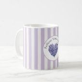 Mug Fleurs de Lavande Cœur Rayures (Devant gauche)