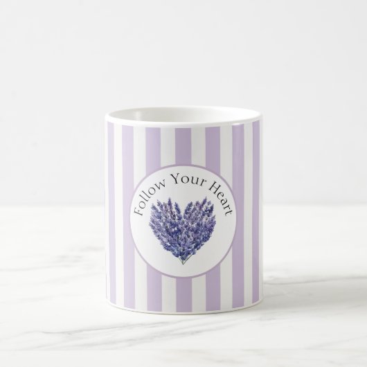 Mug Fleurs de Lavande Cœur Rayures (Centre)