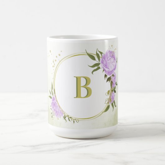 Mug fleurs de lilas violet romantique verdure mariage (Centre)