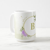 Mug fleurs de lilas violet romantique verdure mariage (Devant gauche)