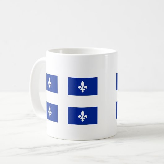 Mug Fleurs-de-lis Bleu sur le drapeau blanc du Canada (Devant gauche)