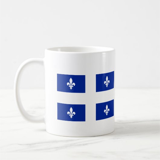 Mug Fleurs-de-lis Bleu sur le drapeau blanc du Canada  (Gauche)