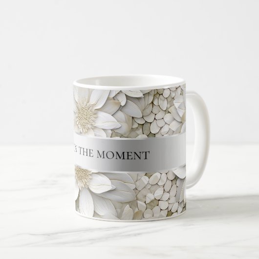 Mug Fleurs de Lotus Blanc Or (Devant droit)