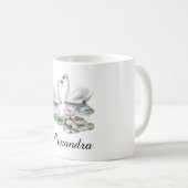 Mug Fleurs de Lotus Rose Bleu Cygnes (Devant droit)
