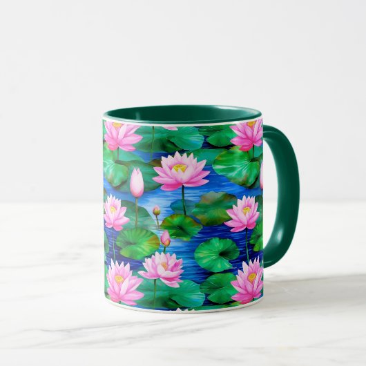 Mug Fleurs de Lotus roses sur un étang (Devant droit)