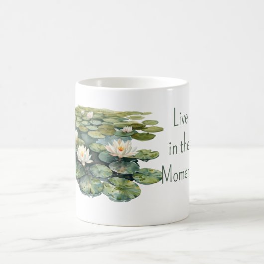 Mug Fleurs de lotus vertes sur nénuphar (Centre)