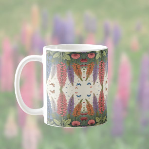 Mug Fleurs de lupine sur papillons Motif Vintage