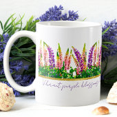 Mug Fleurs de lupine violette délicates Citations de M