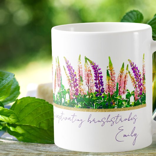 Mug Fleurs de lupine violette délicates Citations de M