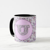 Mug Fleurs de luxe Monogram U (Devant gauche)