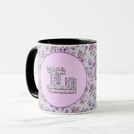 Mug Fleurs de luxe Monogramme L (Devant gauche)