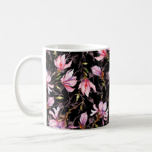 Mug Fleurs de magnolia rose sur une brindille motif (Gauche)