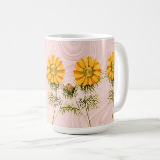 Mug Fleurs de marbre rose Faux (Devant droit)