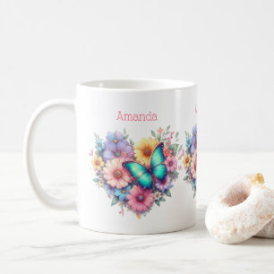 Mug Fleurs de marguerite avec un beau papillon