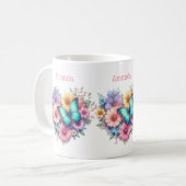 Mug Fleurs de marguerite avec un beau papillon (Devant gauche)