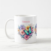 Mug Fleurs de marguerite avec un beau papillon (Gauche)
