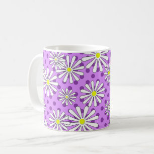 Mug Fleurs de marguerite blanche sur fond à pois