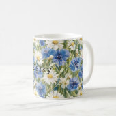 Mug Fleurs de marguerite bleue blanche (Devant droit)
