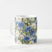 Mug Fleurs de marguerite bleue blanche (Devant gauche)