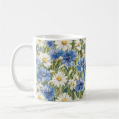 Mug Fleurs de marguerite bleue blanche (Gauche)