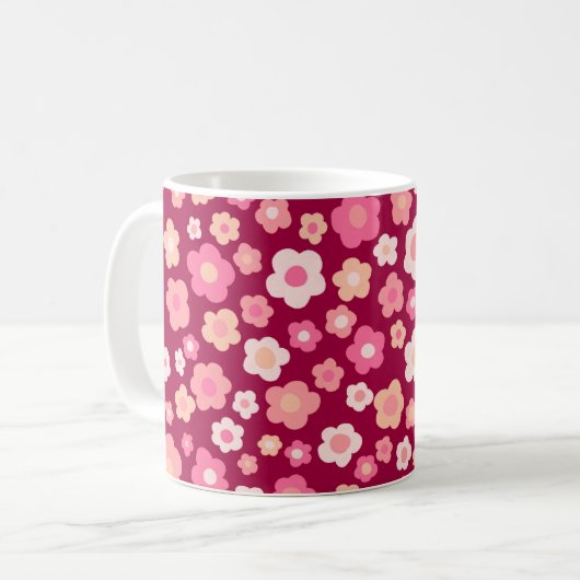 Mug Fleurs de marguerite Motif rose rouge (Devant gauche)