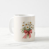 Mug Fleurs de marguerite nœud rouge blanc (Devant gauche)