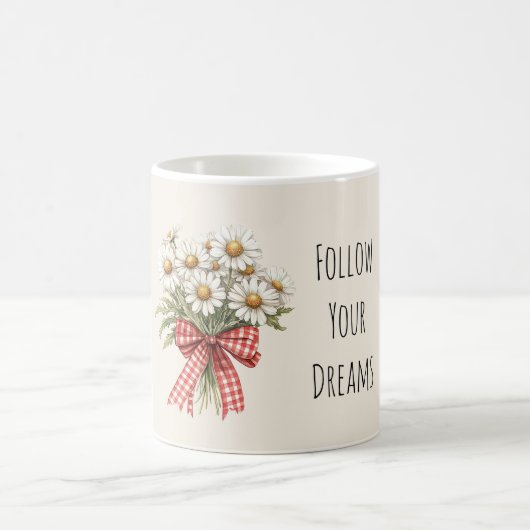 Mug Fleurs de marguerite nœud rouge blanc (Centre)