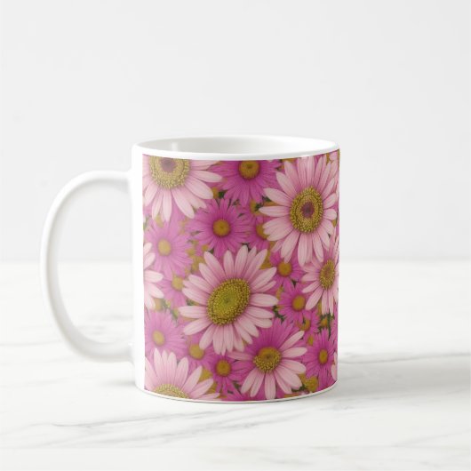 Mug Fleurs de marguerite rose (Gauche)