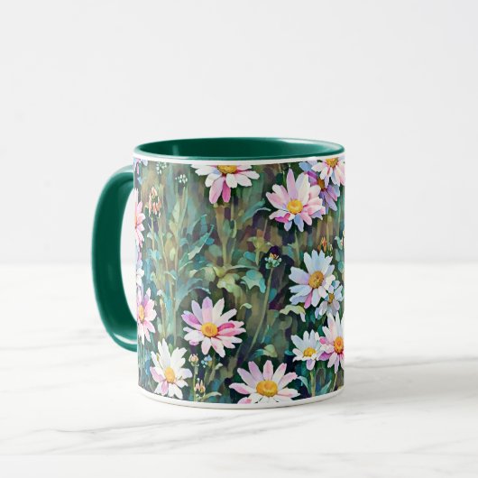 Mug Fleurs de marguerite rose Fleurs de jardin Faisées (Devant gauche)