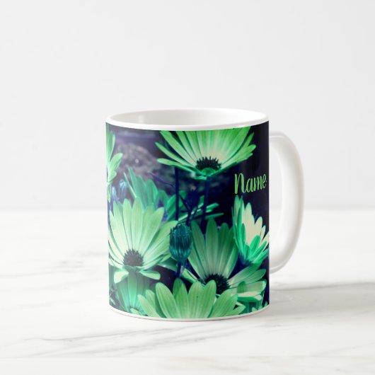 Mug Fleurs de marguerites africaines vertes Personnali (Devant droit)