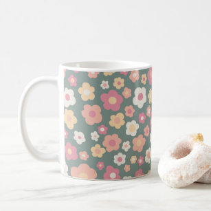 Mug Fleurs de marguerites Floral Retro Motif Pastel