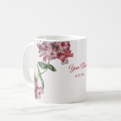 Mug Fleurs de mariage modernes feuilles vertes rose ro (Devant gauche)