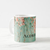 Mug Fleurs de mariage teintées de bleu romantique (Devant gauche)