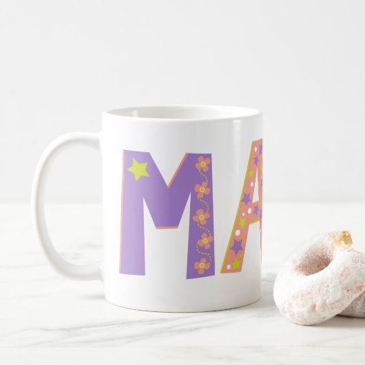 Mug fleurs de Maya décoratives et étoile (Avec donut)
