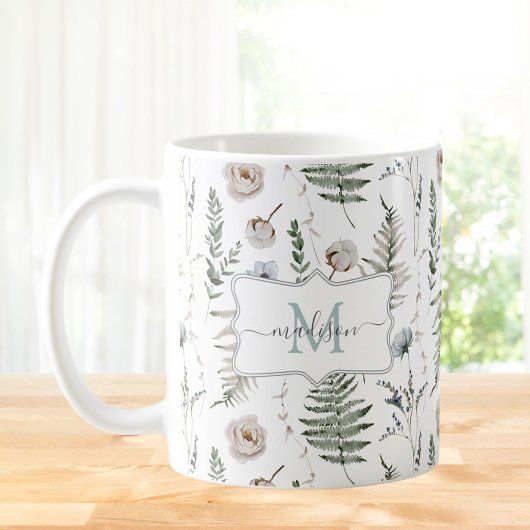 Mug Fleurs de monogrammes et Feuilles de fougères Bota