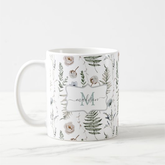 Mug Fleurs de monogrammes et Feuilles de fougères Bota (Gauche)