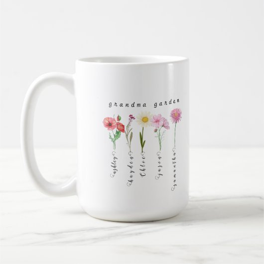 Mug Fleurs de naissance de jardin de grand-mère person (Gauche)