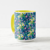 Mug Fleurs de nature numérique, bleu Daisy (Devant gauche)