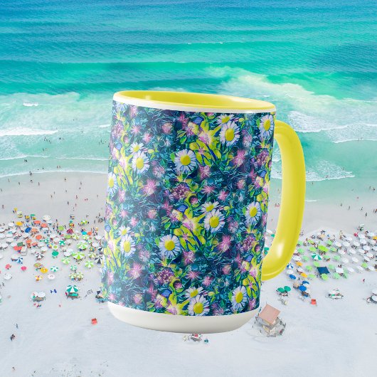 Mug Fleurs de nature numérique, bleu marguerite