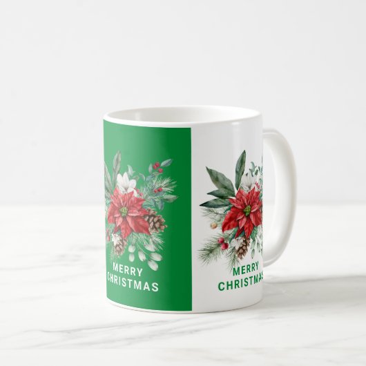 Mug Fleurs de Noël Bouquet Joyeux Noël Texte 2 (Devant droit)