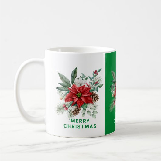 Mug Fleurs de Noël Bouquet Joyeux Noël Texte 2 (Gauche)