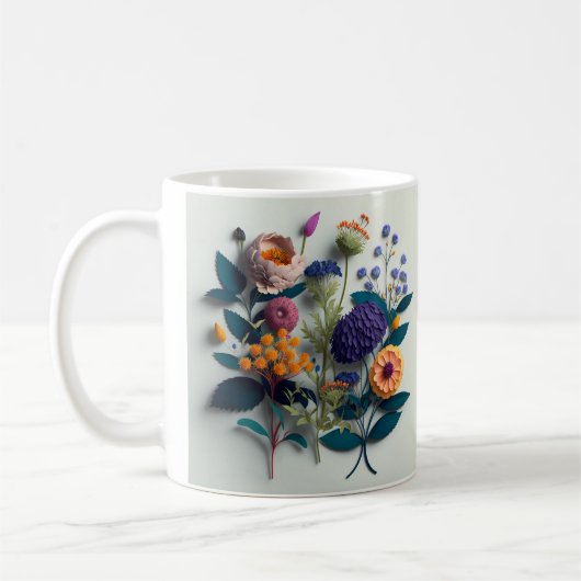 Mug Fleurs de papier coupé coloré (Gauche)