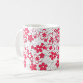 Mug Fleurs de papier rouge et blanc (Devant gauche)